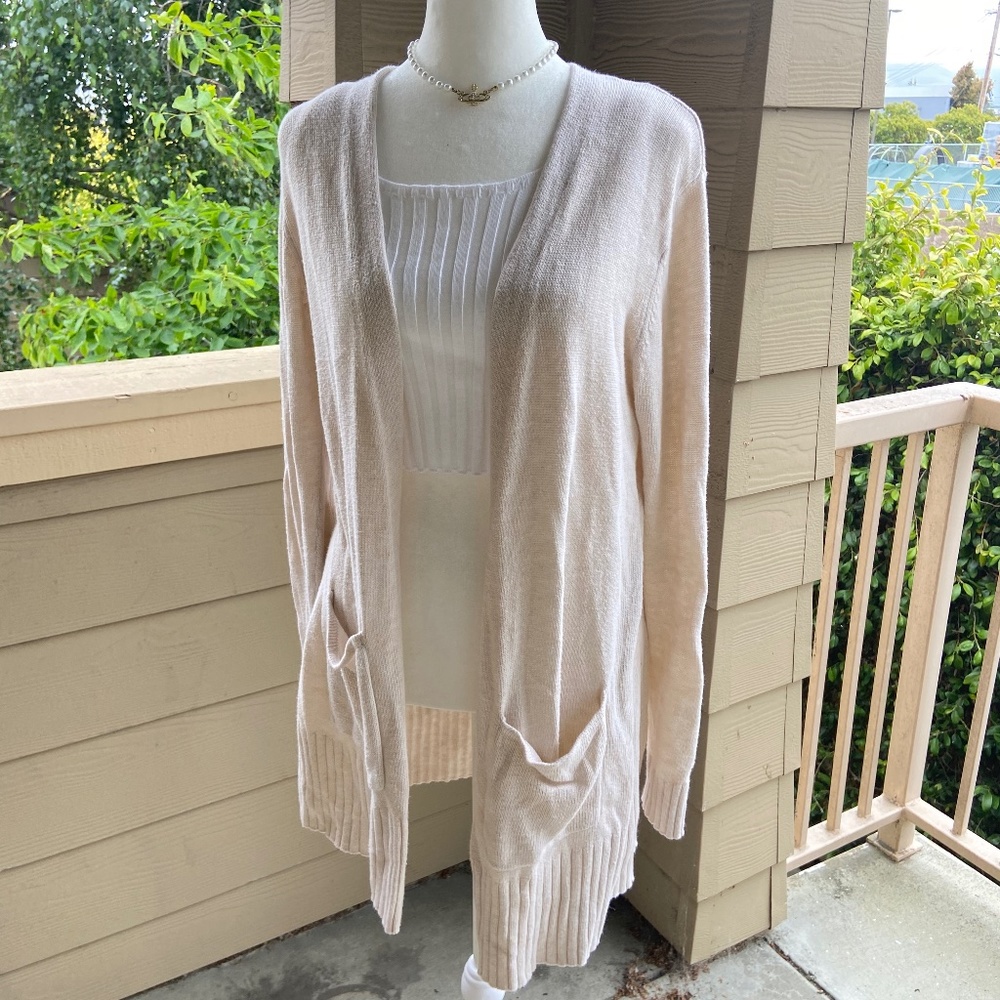 ✧ Old Navy Long Line Cream Pocket Cardigan ✧